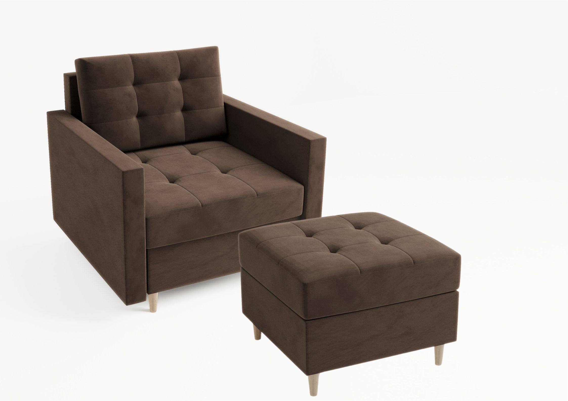 Fotel pikowany Vido z pufą